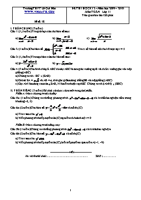 Đề ôn tập học kỳ II môn Toán Lớp 11 - Đề số 18 (Có đáp án)